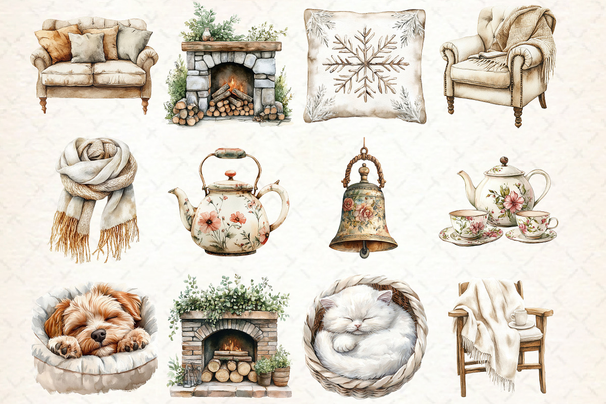 Watercolor Winter Snowy Clipart, an Illustration by Libby Wishes (Photo 3 of 5)