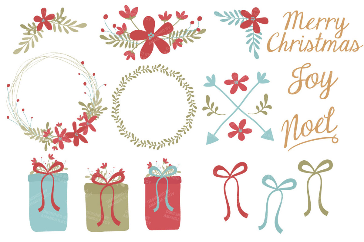 Vintage Christmas Wreath & Patterns, an Illustration by Amanda Ilkov (Photo 3 of 5)