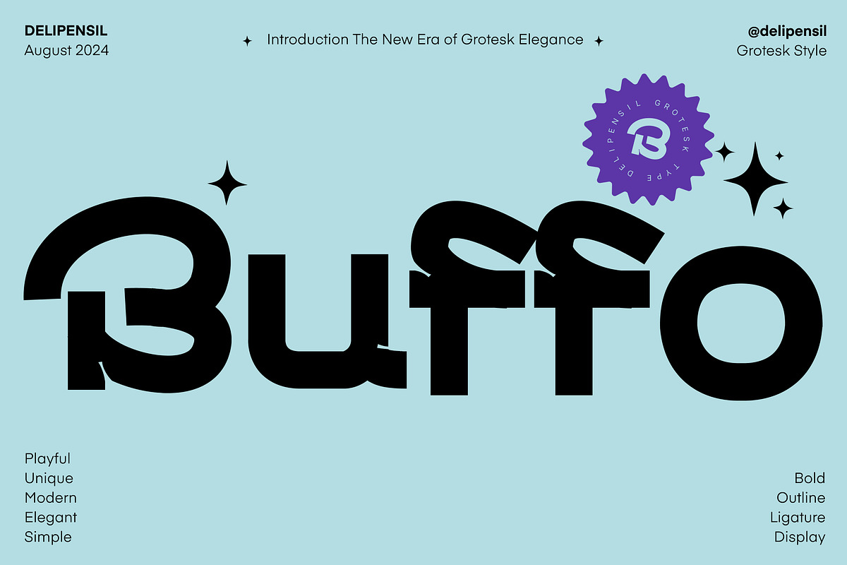Buffo - Grotesk Typeface, a Slab Serif Font by delipensil (Photo 1 of 9)