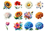 Watercolor Flower Collection Clipart, a Graphic by CitraGraphics (Thumbnail 3 of 5)