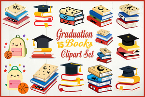 Graduation Books Clipart Set, an Object Graphic by Designs_River