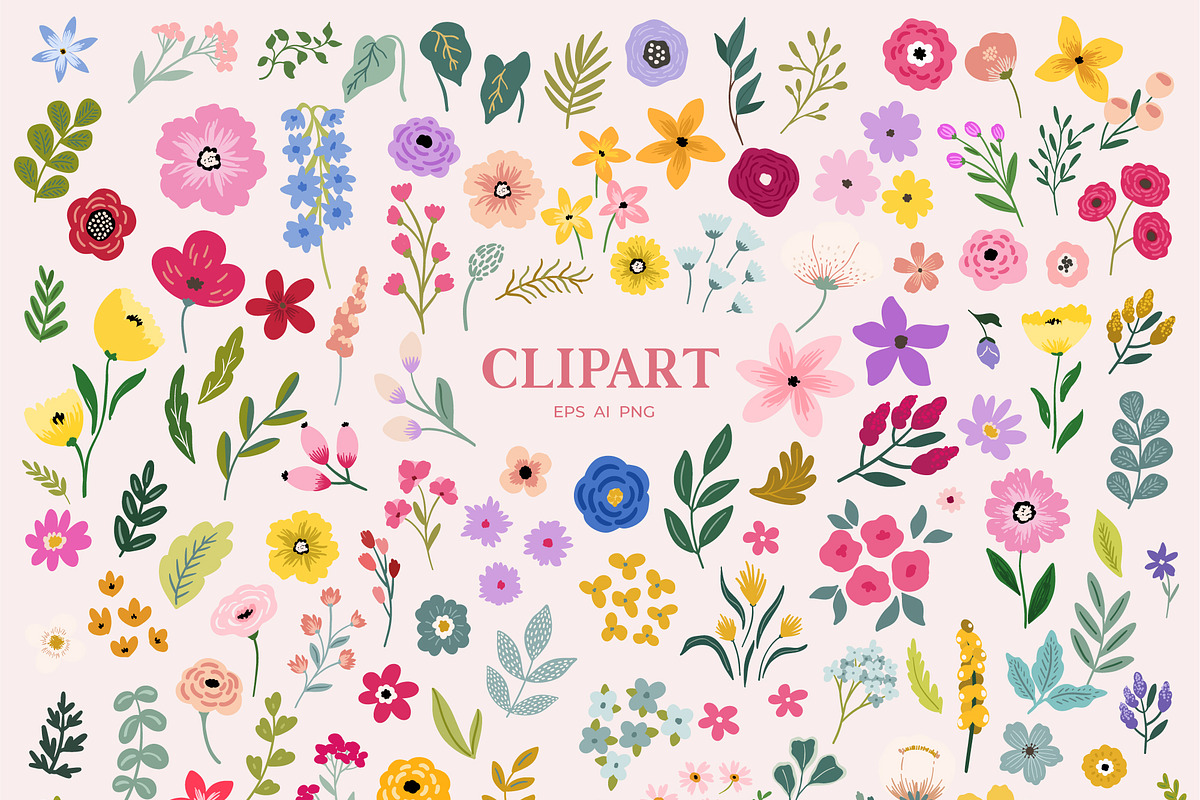 Vivid Flowers, clipart & patterns, a Graphic by Cozy pattern shop (Photo 8 of 11)