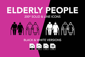 200 Elderly People Vector Icon Set, an Icon by Genestro Shop