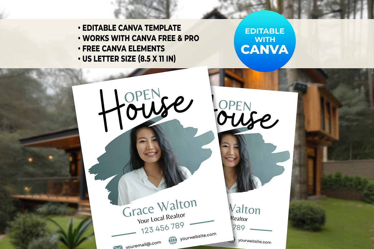 Open House Sign, Editable With Canva, a Marketing Template by M9 Design (Photo 3 of 6)