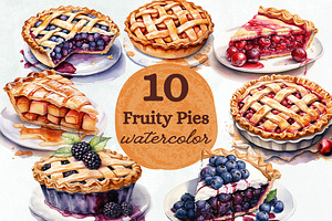 10 Fruity Pies Clipart