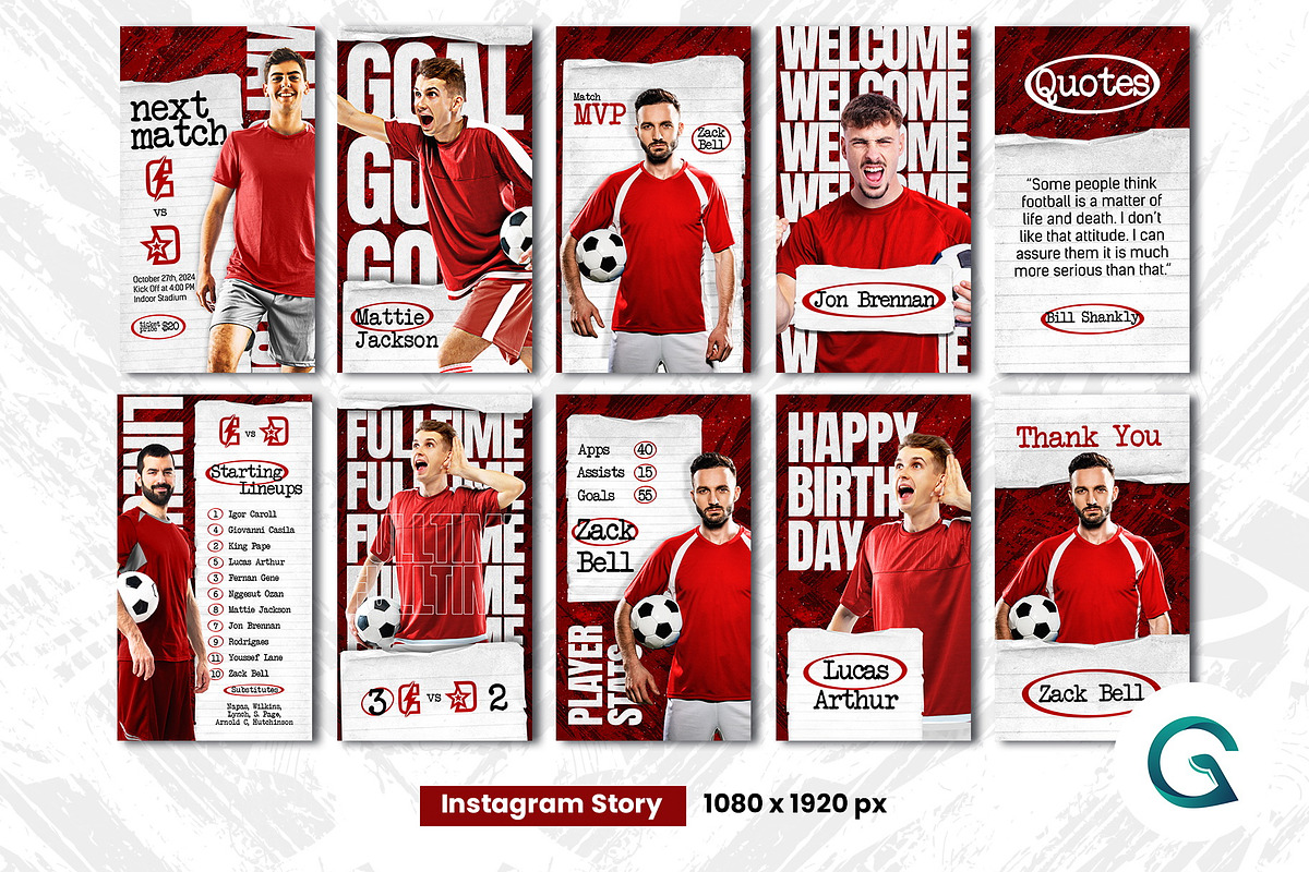 Football Social Media Pack Template, a Social Media Template by Geelator Studio (Photo 3 of 6)