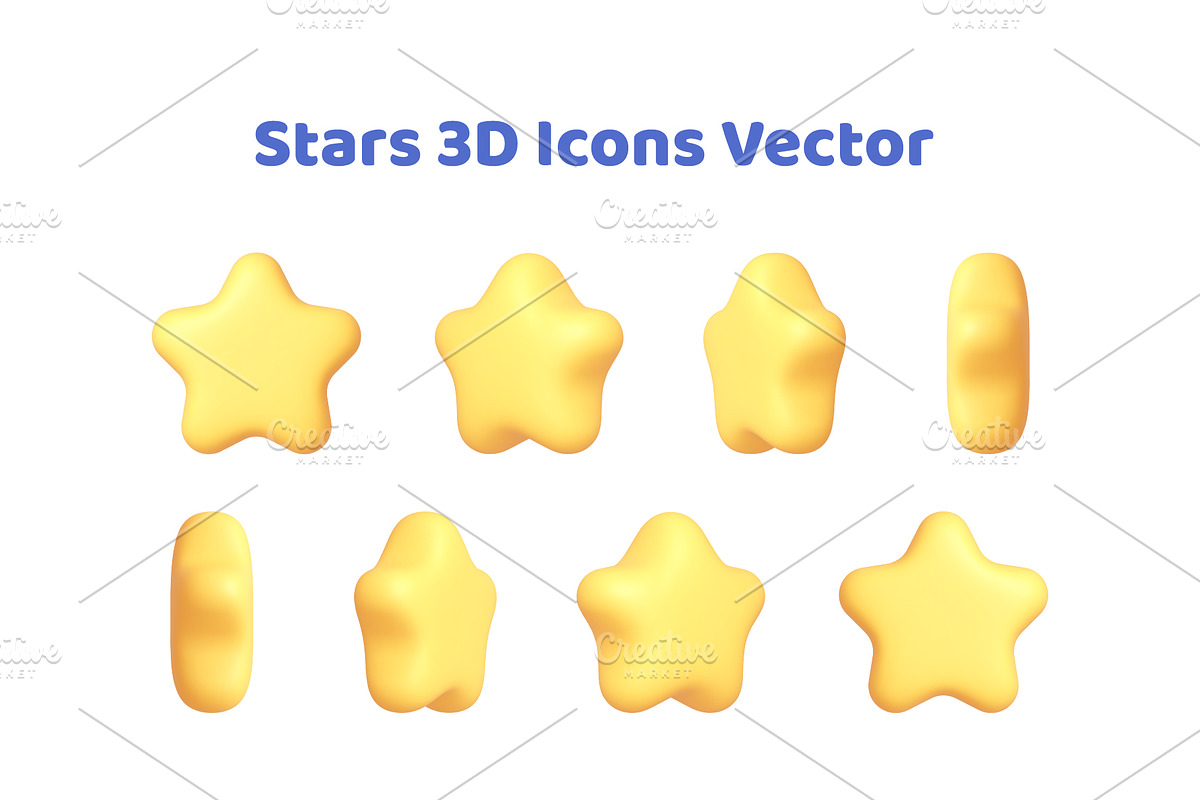 Stars Set 3D Vector, an Object Illustration by Soifer Design