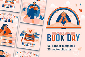 World Book Day. Vector collection, an Education Illustration by Renberrry.Store