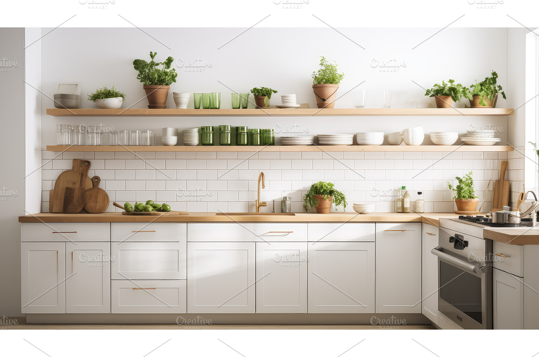 airy clean white kitchen ai, a Person Photo by pikepicture