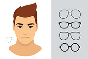 Man glasses shapes-9 face types-set, a Decorative Illustration by Cheremuha (Thumbnail 4 of 6)