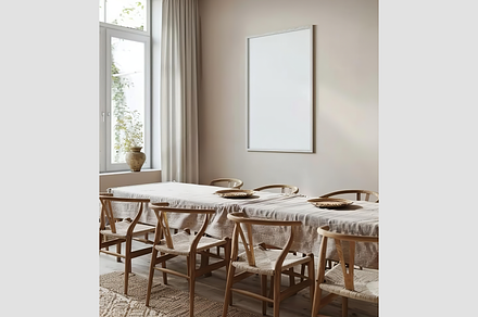 Frame Mockup in a Dining Room, an Architecture Photo by GFXCity