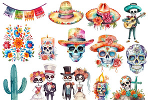 Day Of The Dead Clipart Set