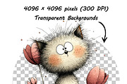 Whimsical Cat Birthday Clipart Set, an Illustration by one-touch (Thumbnail 12 of 16)