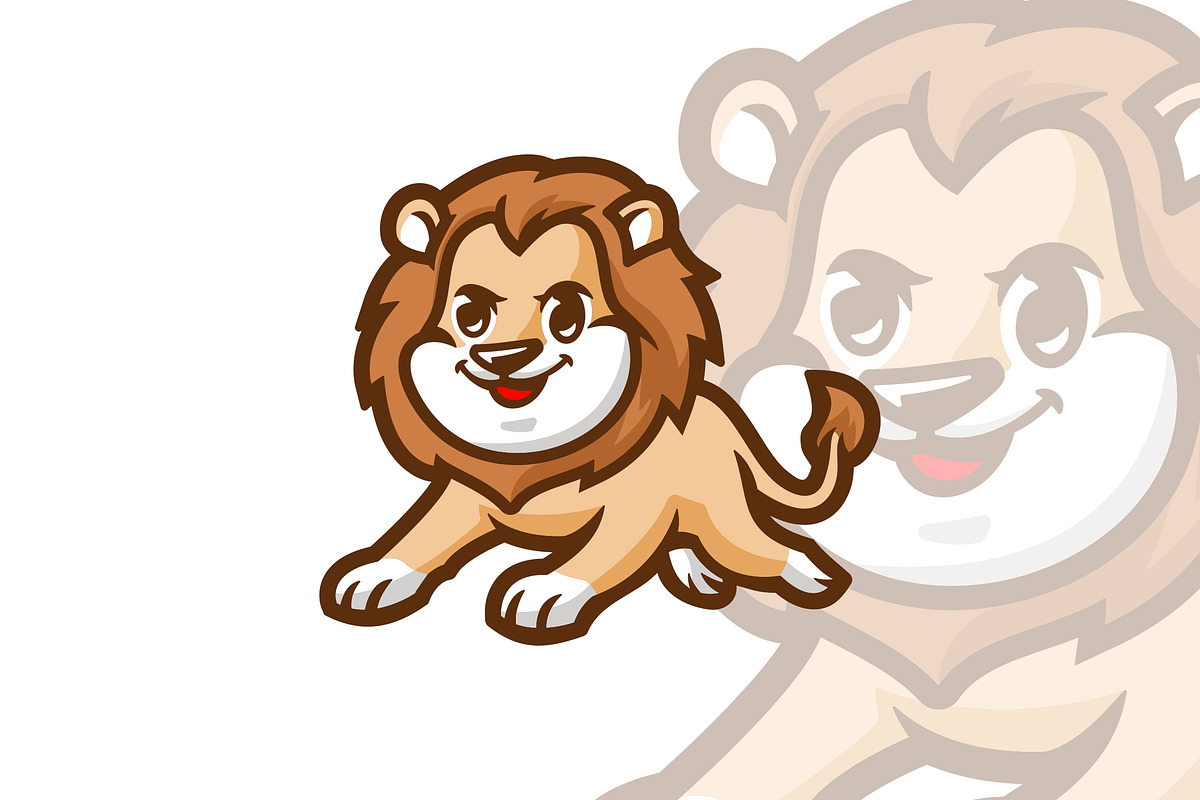 Cute Lion Jump Mascot Cartoon Logo., a Branding & Logo Template by VectorCraft