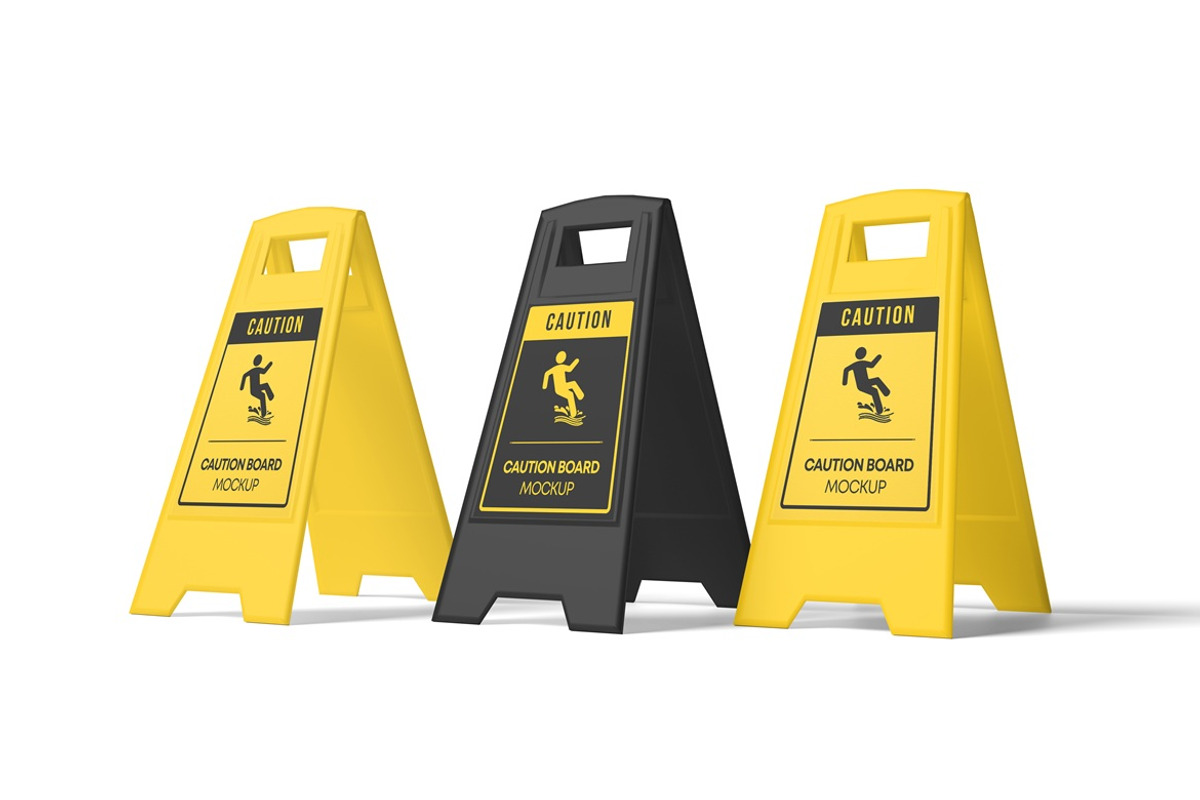 Caution Board Mockups, an Advertising Mockup by AndikaGraphic (Photo 6 of 6)