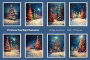 Christmas Tree Night Illustration, a Decorative Illustration by Housui Patterns (Thumbnail 4 of 9)
