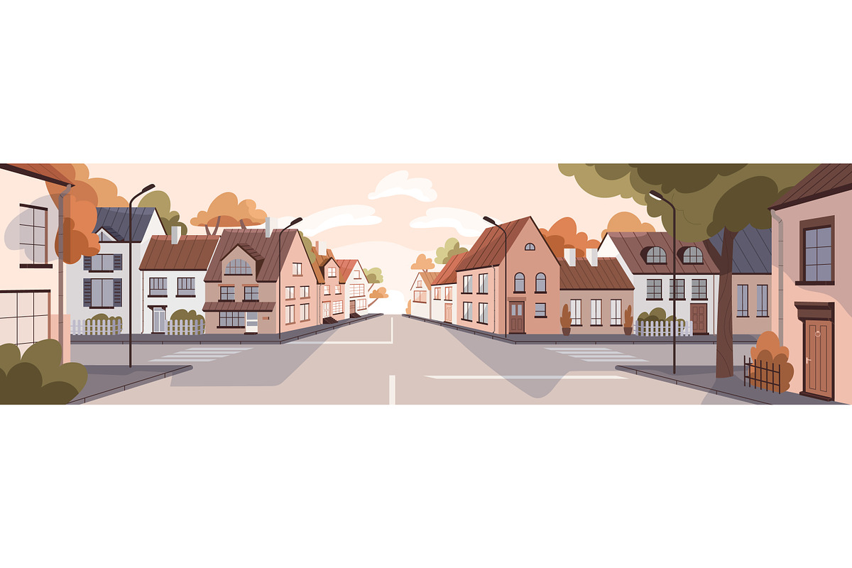 City street with road and houses, an Illustration by Good Studio