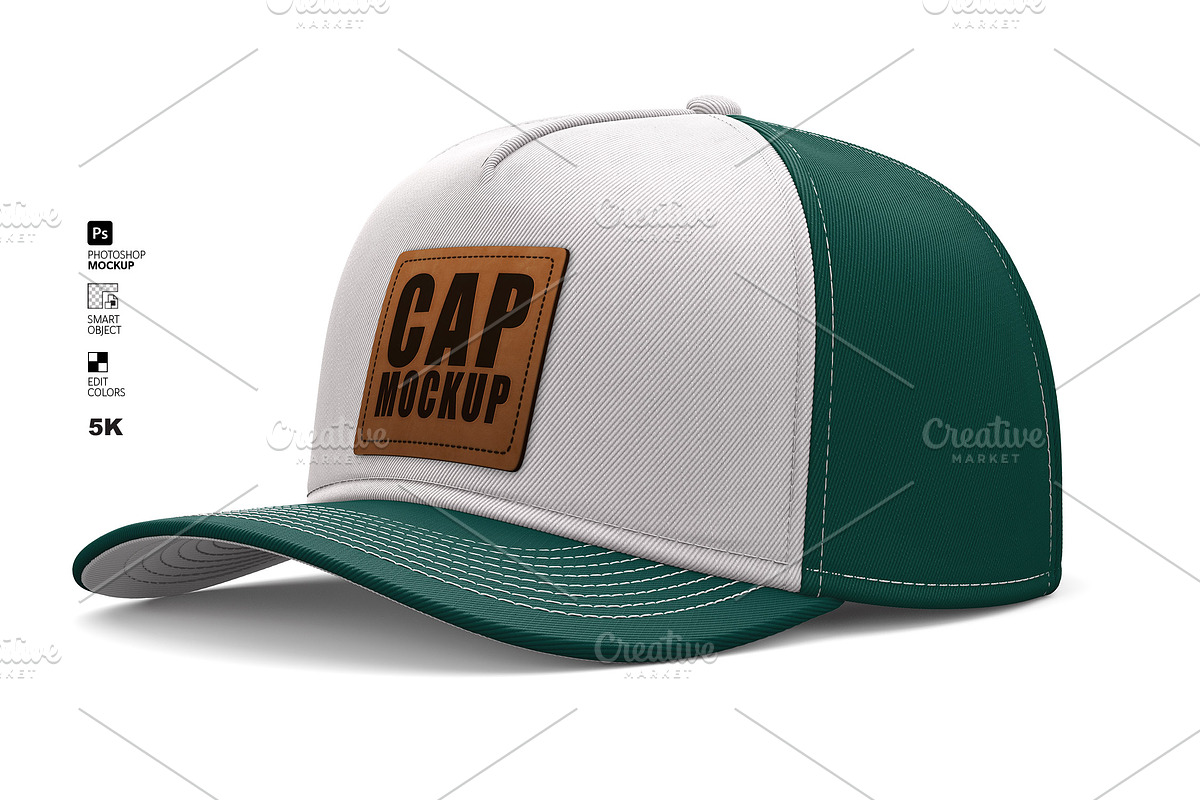5-Panel Cap Photoshop Mockup, a Hat Mockup by LESZ Design (Photo 11 of 11)