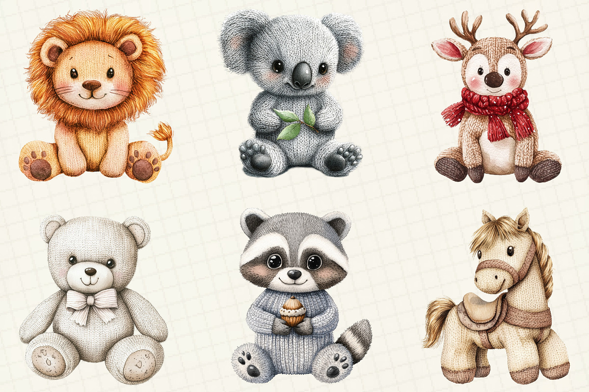 Vintage Knitted Plush Baby Animals, an Illustration by OK Design (Photo 5 of 5)