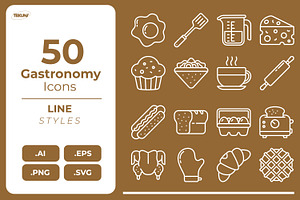 Gastronomy Icon Pack, an Outline Icon by Tekuni