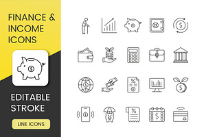 Finance & Income Icon Set, an Outline Icon by Grand Design