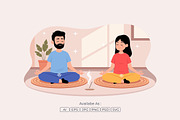 Meditation and Mindfulness in Home, a Person Illustration by Partikusi Design (Thumbnail 2 of 3)