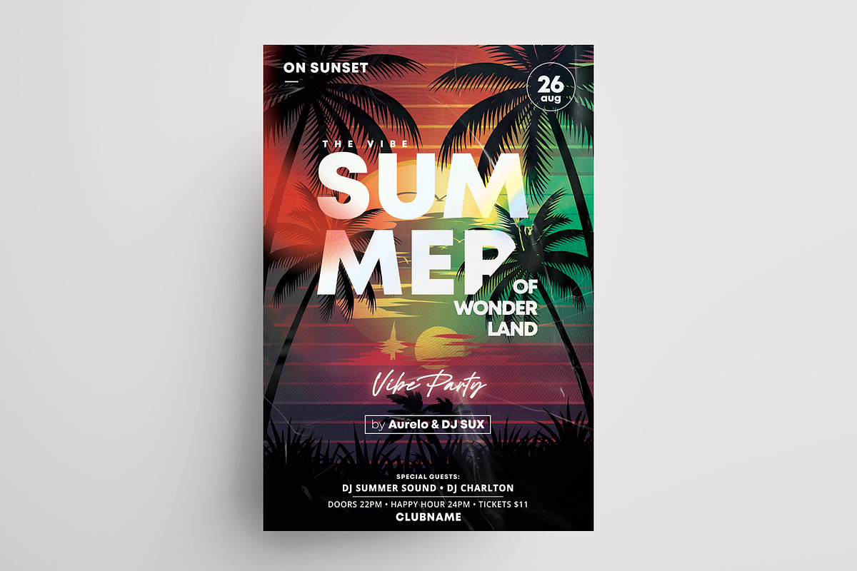 2 Summer Event Party Flyer Templates, a Flyer Template by PixelsDesign (Photo 2 of 3)