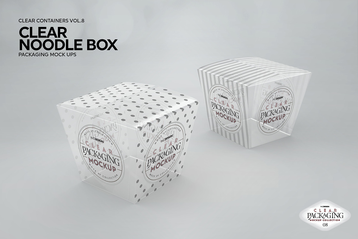 Clear Noodle Box Packaging Mockup, a Packaging Mockup by INCDesign (Photo 3 of 7)