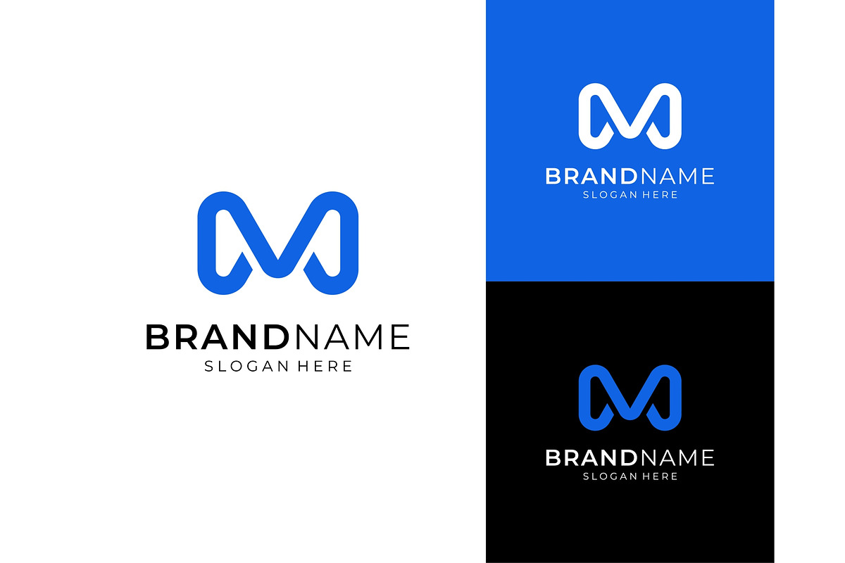 Letter M Blue Modern Logo