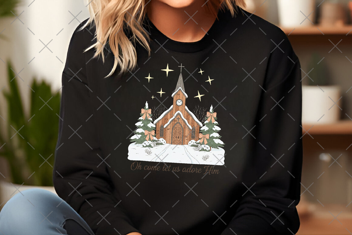 Vintage Christmas Church PNG, an Illustration by Craft Nest (Photo 4 of 6)