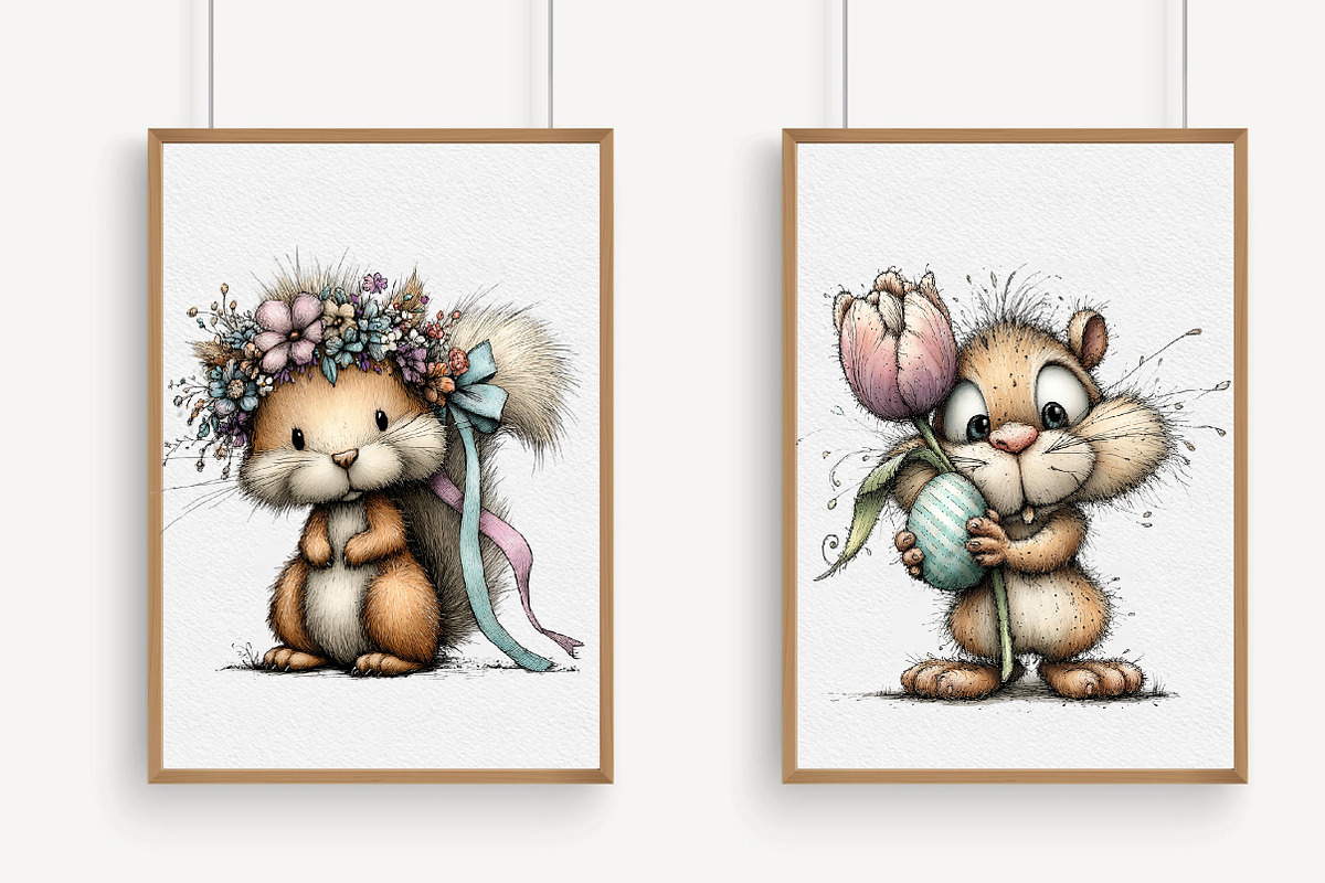 Whimsical Easter Squirrel Clipart, an Illustration by Libby Wishes (Photo 3 of 6)