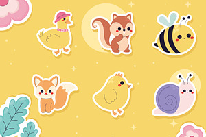 Spring Animal Sticker Set, a Templates & Theme by studiogstock