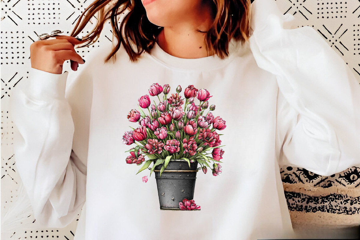 Spring Flower Bucket Sublimation Cli, an Illustration by SVGArt (Photo 9 of 9)