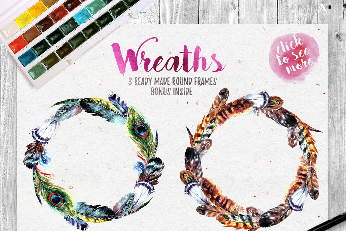 Watercolor Boho Feather DIY, a Decorative Illustration by Inna Sinano (Photo 3 of 5)