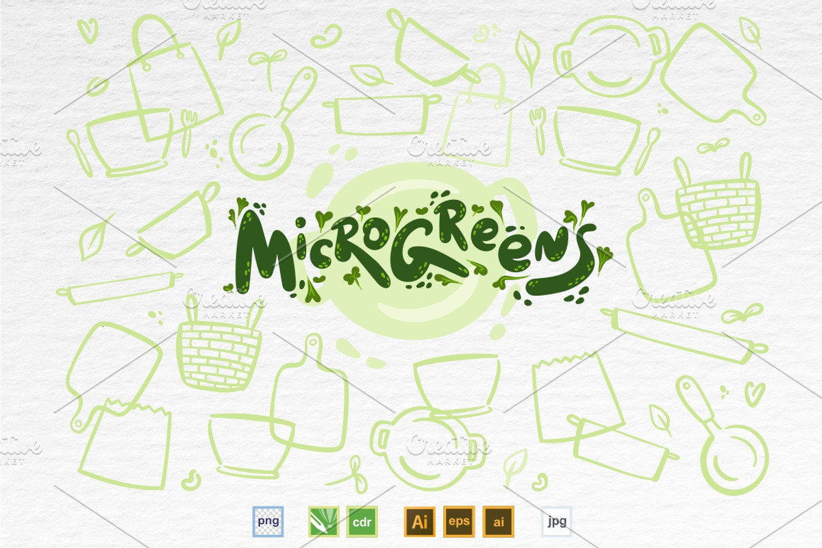 Microgreens Logo Vector Set, an Object Illustration by ElenaKovalyova (Photo 6 of 16)