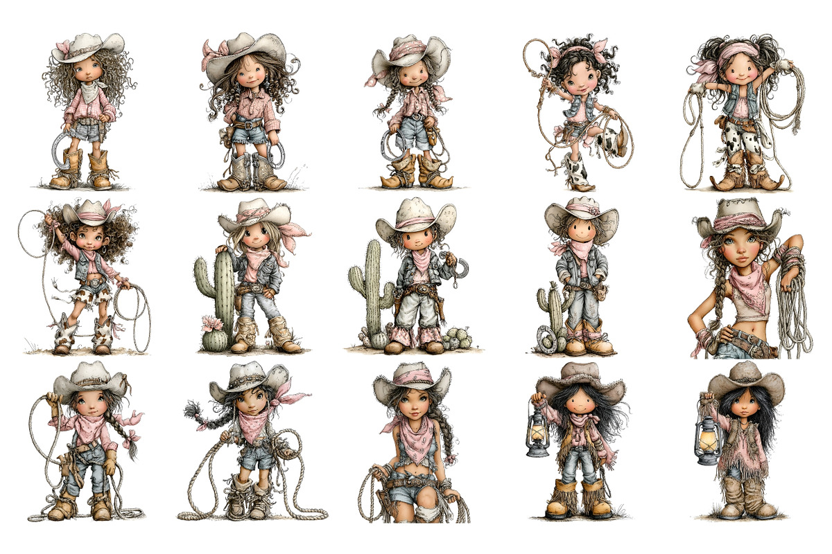 Cowgirl PNG Clipart Bundle, a Person Illustration by Nicolle's Colorful Art (Photo 2 of 6)