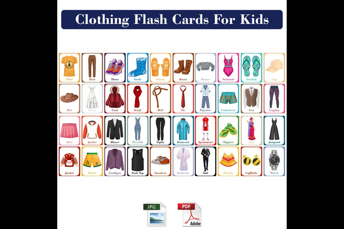 Clothing Flash Cards for Kids, a Card Template by DigitalsDesigns