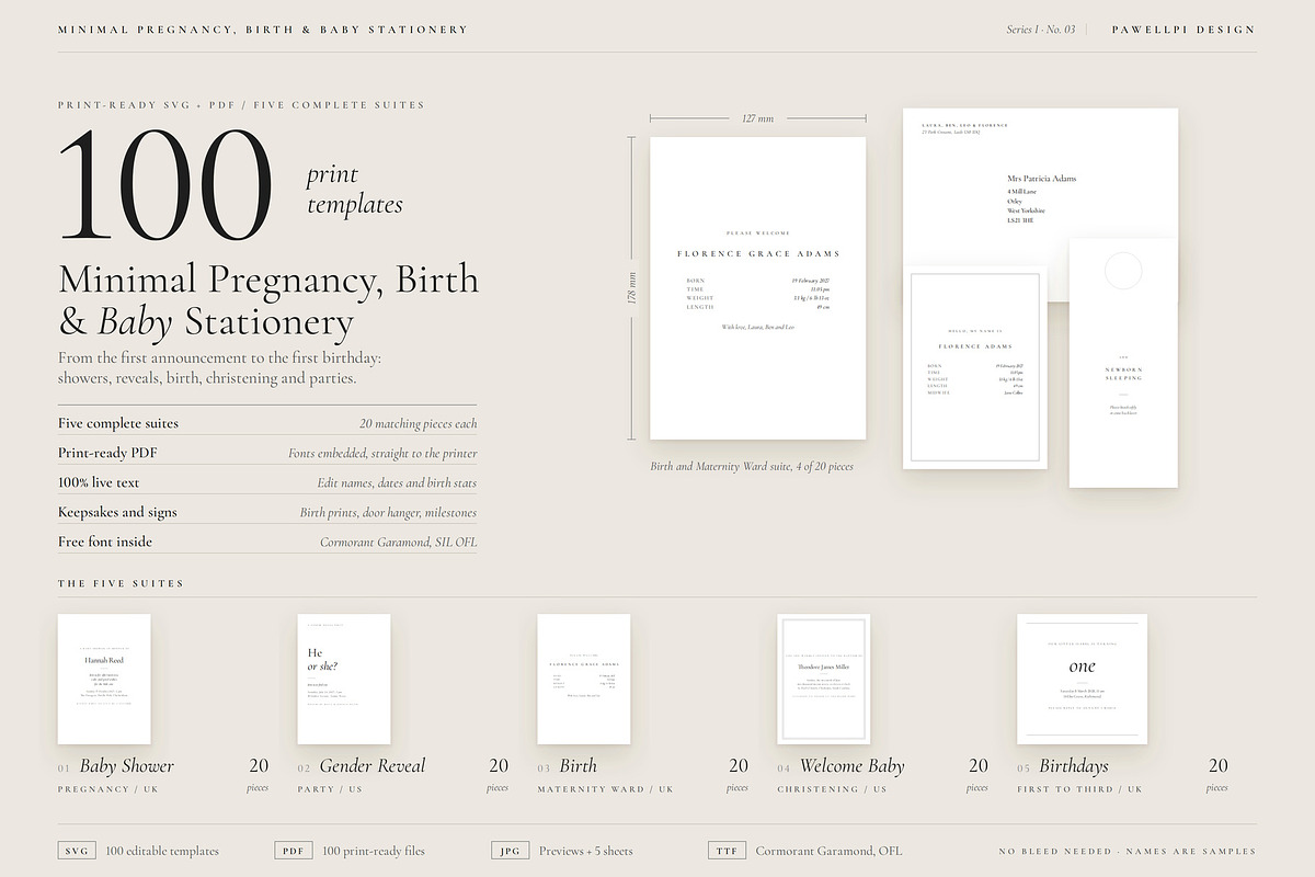 Baby Stationery 100 Templates V3, a Stationery Template by pawellpi (Photo 2 of 36)
