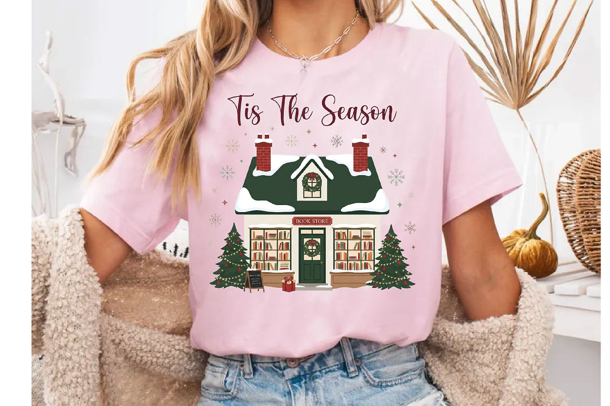 Tis The Season Bookstore Christmas, a Seasonal Illustration by DreamCafeArt (Photo 6 of 7)