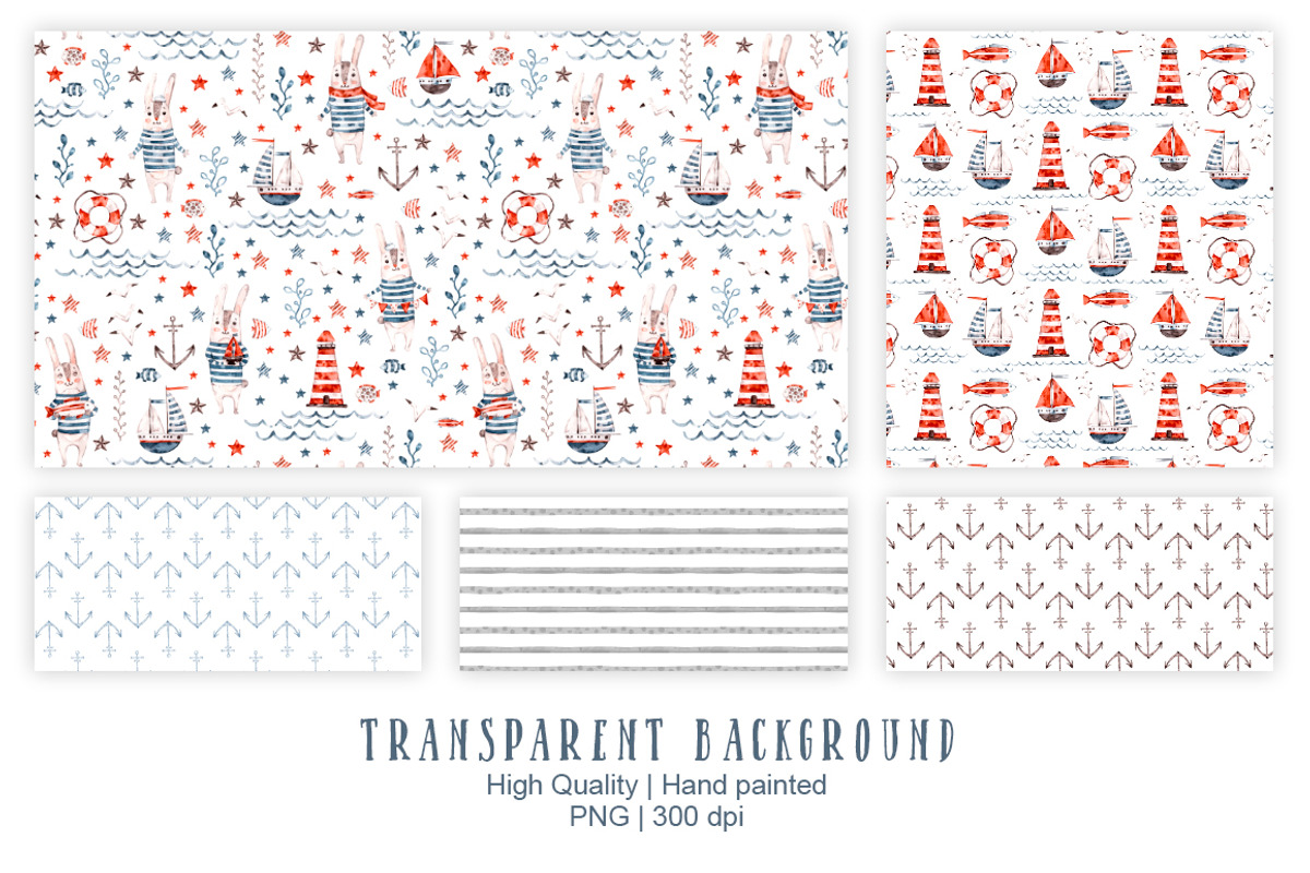 Nautical cute sea seamless patterns, a Pattern Graphic by UlitkaStudio (Photo 10 of 17)