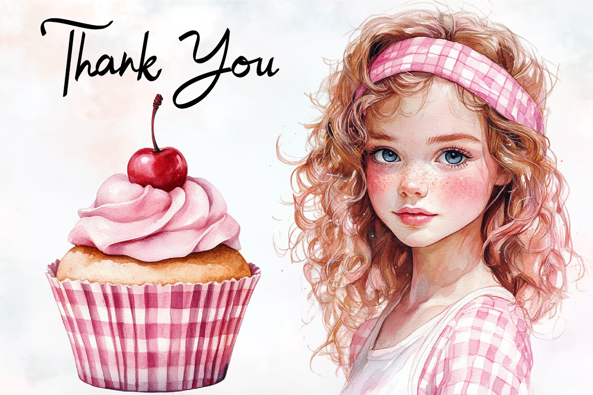 Pink Gingham Summer Clipart, an Illustration by RobertsArt (Photo 7 of 7)
