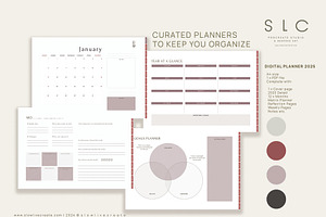 NEW 2025 Digital Planner Hyperlinked, a Templates & Theme by slowlivecreate