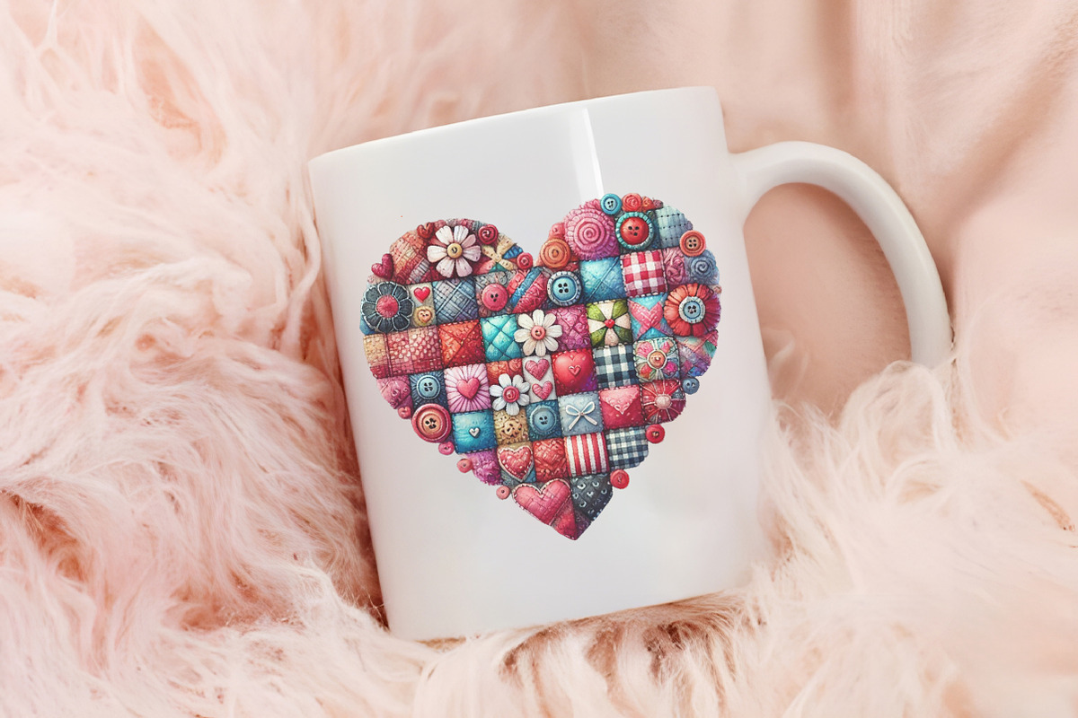 Patchwork heart valentine day Png, an Illustration by RobertsArt (Photo 7 of 7)