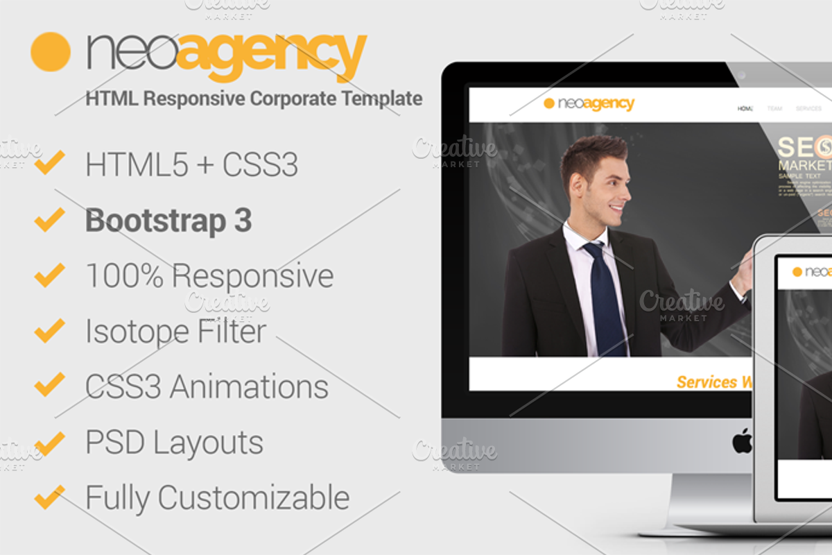 neoAgency – HTML5 Corporate Template, a Bootstrap Template by Theme in the Box (Photo 1 of 5)