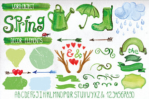 Watercolor Spring Big Set.Vector