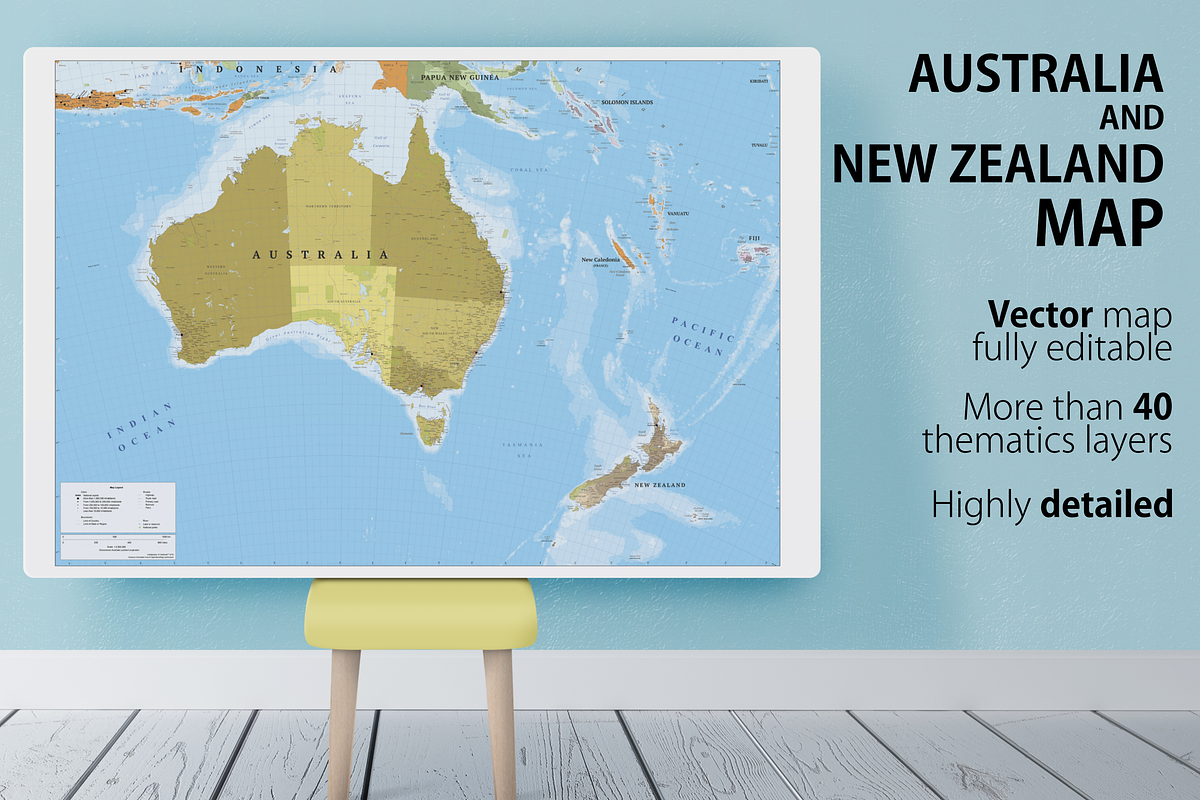 Australia and New Zealand map, a Work Illustration by Cartorical (Photo 2 of 8)