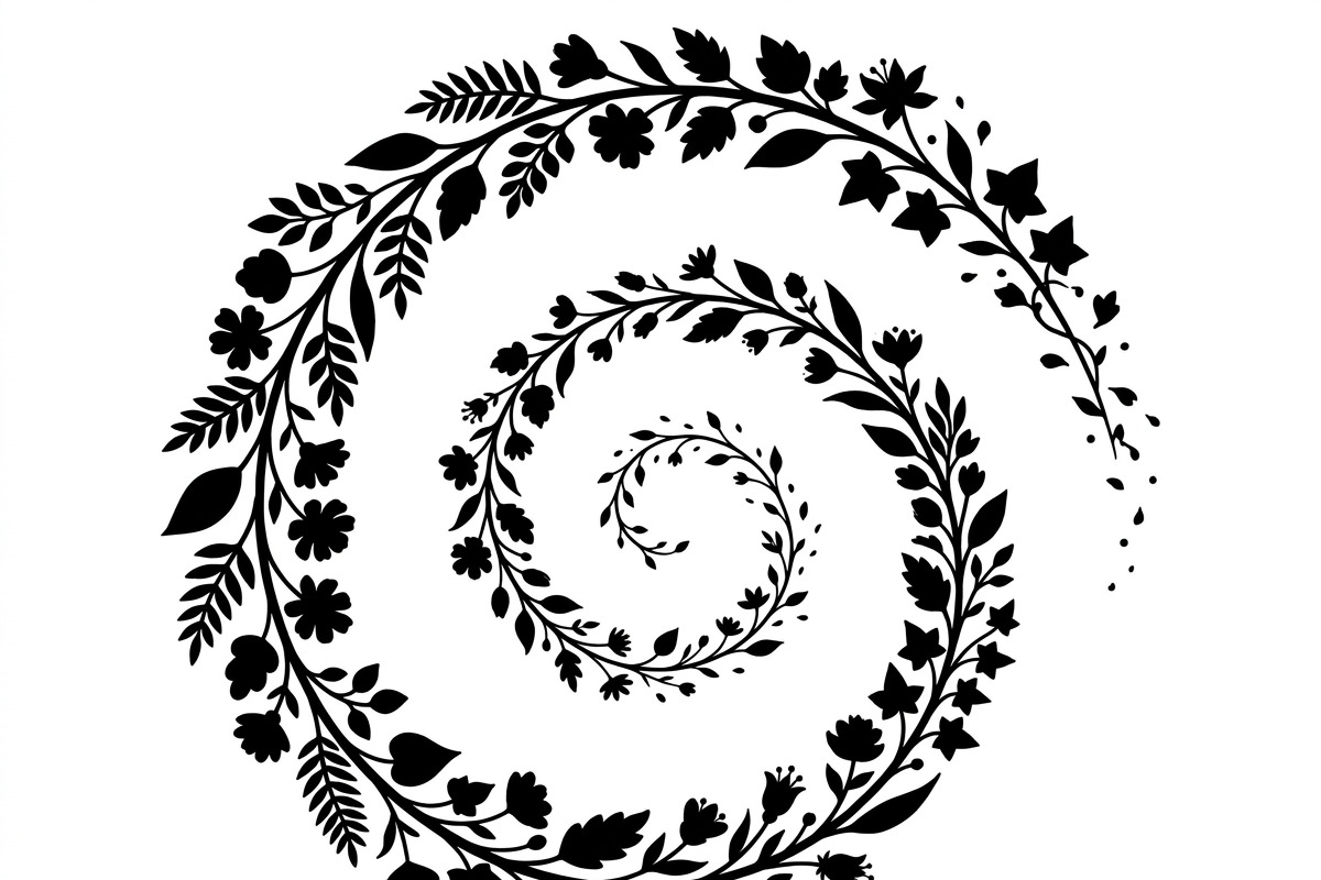 50 Elegant Floral Leaf Spiral Frame, a Decorative Illustration by Amazin_art (Photo 3 of 41)