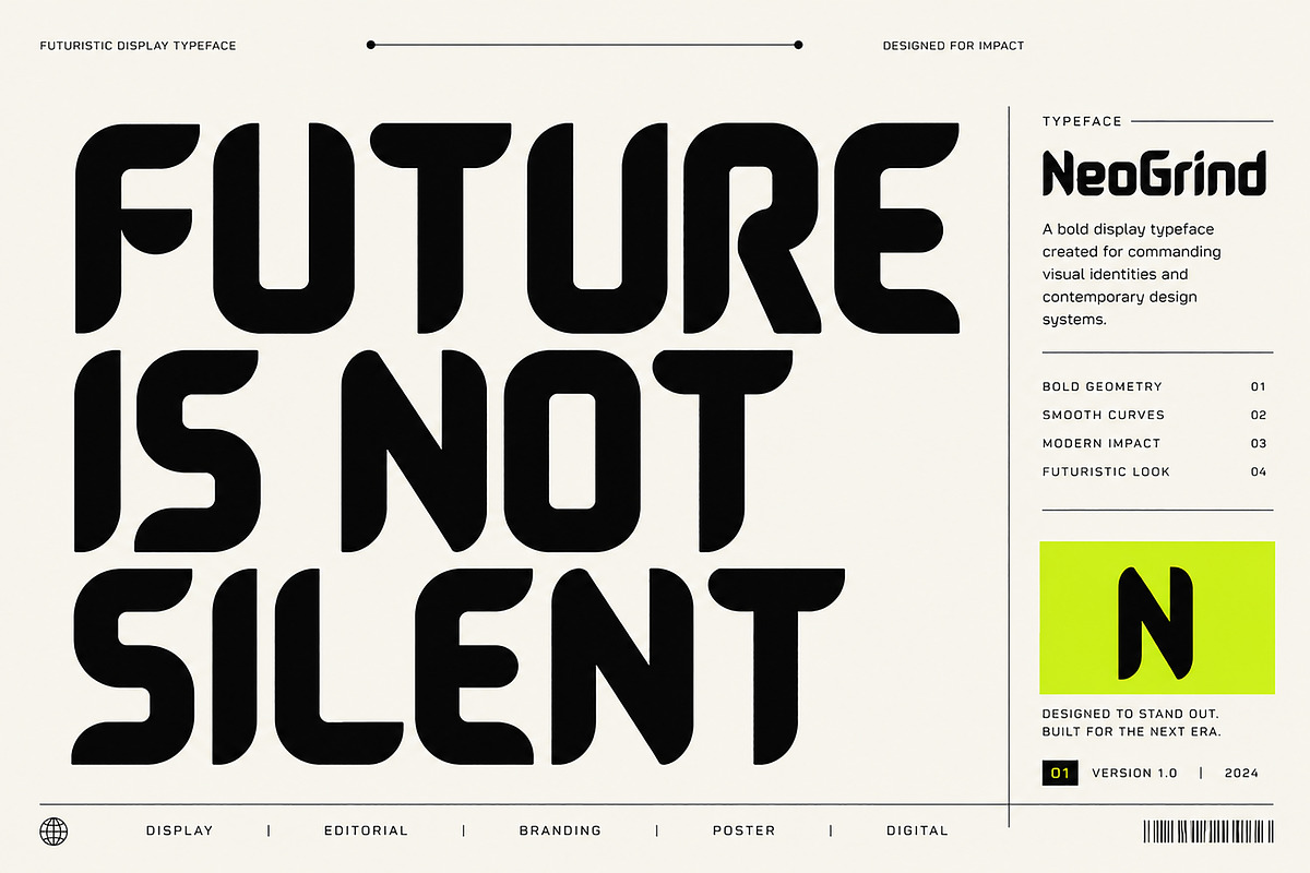 NeoGrind – Futuristic Display Font, a Serif Font by Wow Magic (Photo 5 of 5)