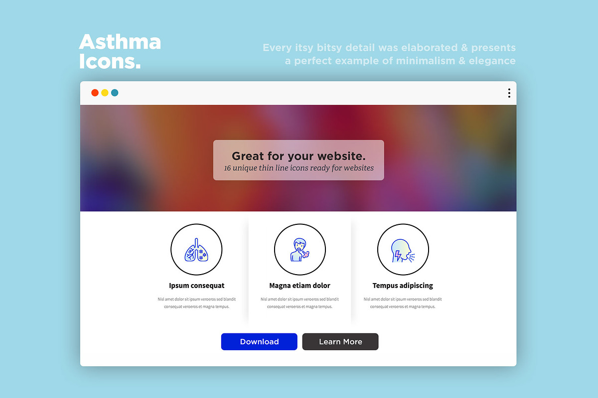 Asthma | 16 Thin Line Icons Set, an Outline Icon by Alex Blogoodf (Photo 8 of 12)