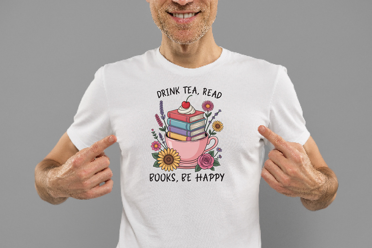 Drink Tea Read Books Be Happy Png, an Illustration by Daily.Designs (Photo 2 of 5)